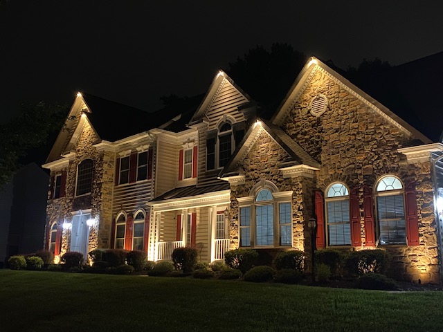 a house with curb-appeal lighting