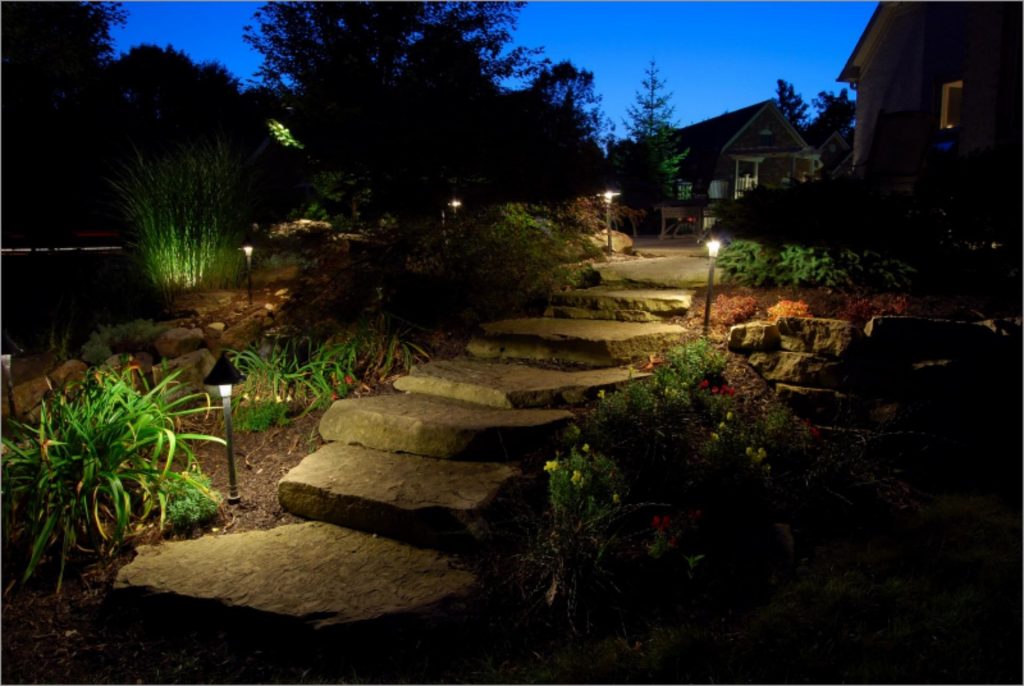 pathway lighting installed by an outdoor lighting company
