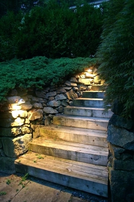 An image of a stairs with lights