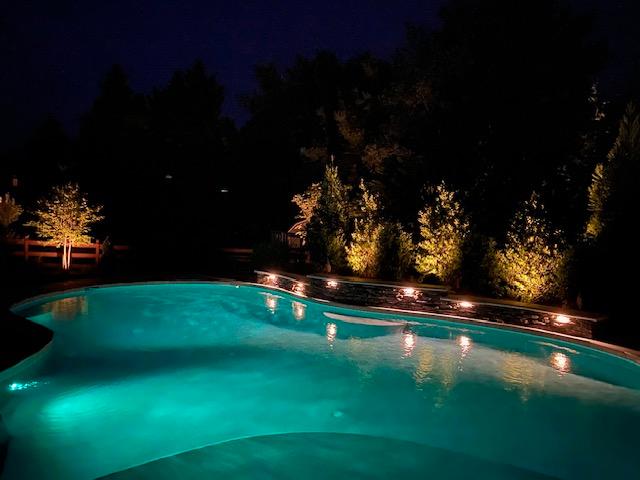 An image of an illuminated pool