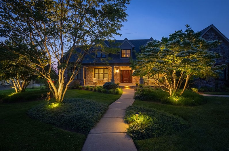 Elegant outdoor lights installed by a professional landscape lighting service